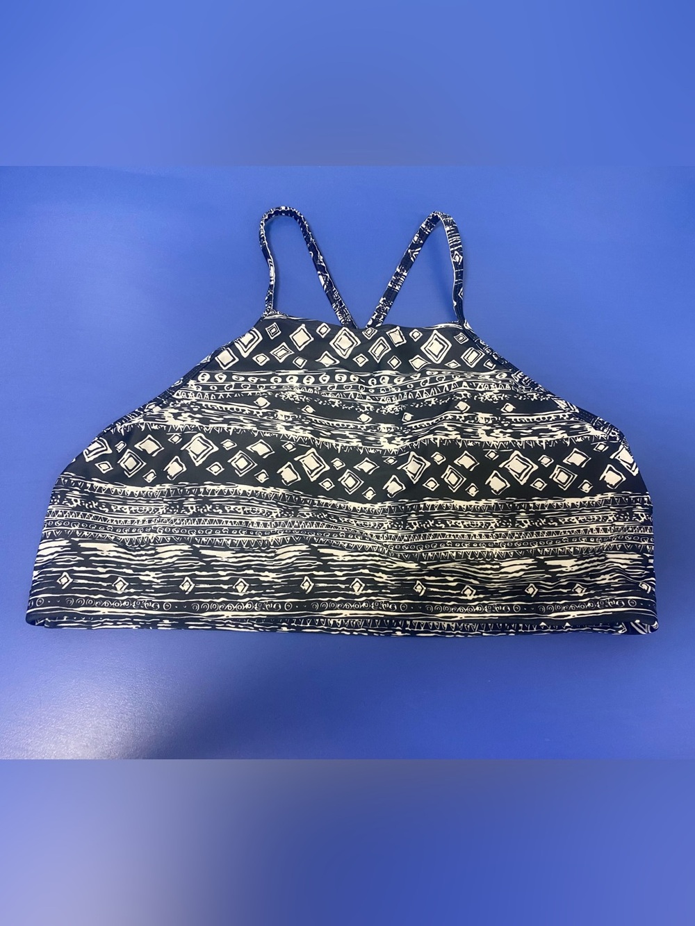 Black & White Printed bikini top swimsuit size large removable pads